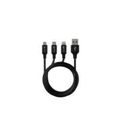 Cablu de date si incarcare Prio 3in1: Micro USB & USB-C & Lightning – USB, 0.6m, Negru
