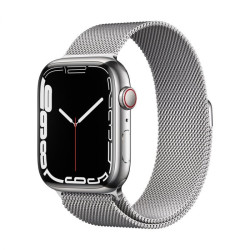 Resigilat Apple Watch 7 GPS + Cellular, 45mm Silver Stainless Steel Case, Silver Milanese Loop MKJW3WB/A