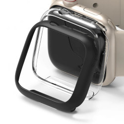 Set 2 carcase Ringke Slim pentru Apple Watch 7 41mm , Matte Black/Clear