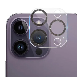 Folie camera Glitter SmartGSM pentru iPhone 14 Pro Max, Sticla Securizata, Negru