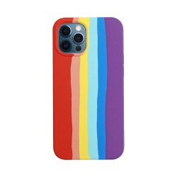 Husa silicon SmartGSM pentru iPhone XS, Rainbow