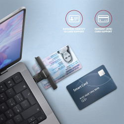 Cititor carti de identitate electronice AXAGON Smart Card PocketReader CRE-SMPC, USB-C