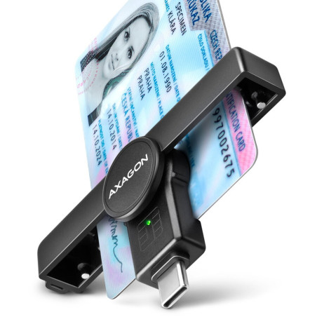 Cititor carti de identitate electronice AXAGON Smart Card PocketReader CRE-SMPC, USB-C