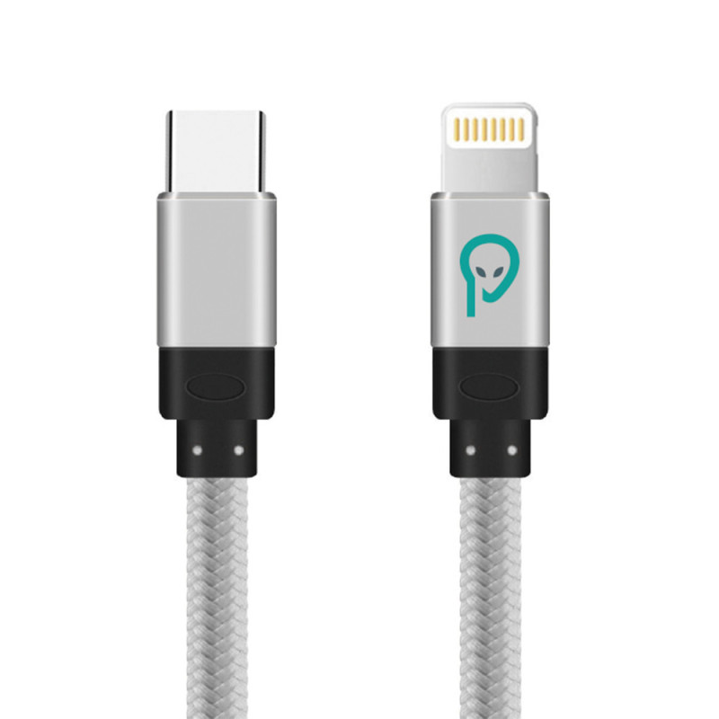 Cablu de date si incarcare SPACER, Lightning - USB-C, 1.8 m, Silver