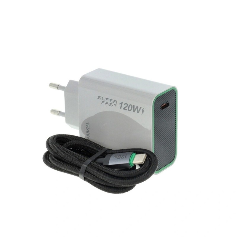 Incarcator Super Fast Charge120W USB-C + Cablu USB-C, 1m, TRANYOO