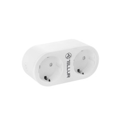Priza Smart Tellur WiFi, 2 Porturi Schuko, 3680W, 16A, Monitorizarea Energiei, Alb