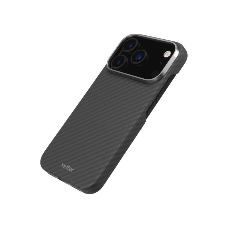 Husa VETTER pentru iPhone 17 Pro, Clip-On MagSafe, 100% Aramid Fiber, Kevlar, Black