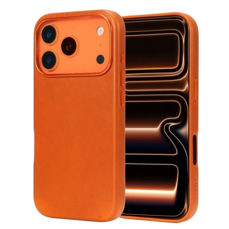 Husa VETTER pentru iPhone 17 Pro, leatherUP Class, Refined Touch, MagSafe, Orange Brown