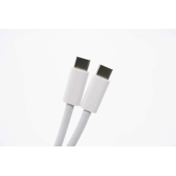 Cablu încărcare și date SmartGSM USB-C 240W, Woven, 2m, Alb – Super Fast Charge