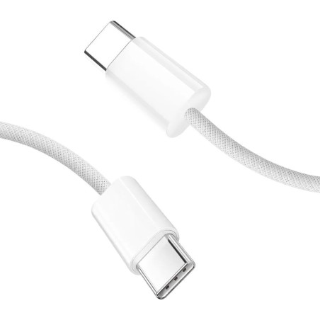 Cablu încărcare și date SmartGSM USB-C 240W, Woven, 2m, Alb – Super Fast Charge