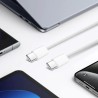 Cablu încărcare și date SmartGSM USB-C 240W, Woven, 2m, Alb – Super Fast Charge