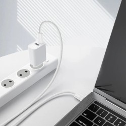 Cablu încărcare și date SmartGSM USB-C 240W, Woven, 2m, Alb – Super Fast Charge