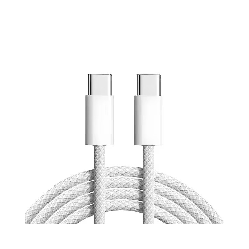 Cablu încărcare și date SmartGSM USB-C 60W, Woven, 1m, Alb