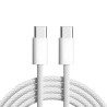 Cablu încărcare și date SmartGSM USB-C 60W, Woven, 1m, Alb
