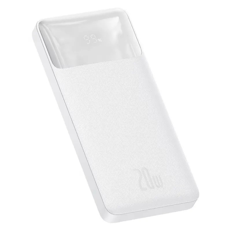 Acumulator extern Baseus Bipow 10.000 mAh, Fast Charge 20W, Alb + Cablu Micro USB 25cm