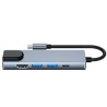 Adaptor HUB USB-C 5-in-1 Tech-Protect V3, HDMI, RJ45, USB 3.0, Gri