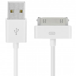 Cablu incarcare si transfer date SmartGSM pentru Apple iPhone, Mufa lata 30 pini, 1 m, Alb