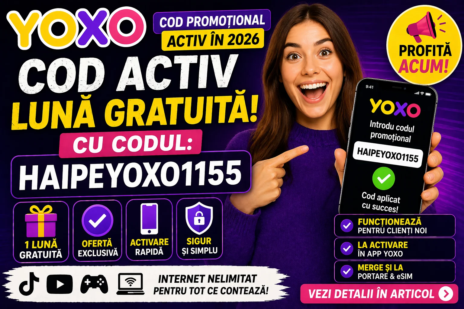 Cod promotional Yoxo activ acum. Ce trebuie sa stii inainte sa il folosesti