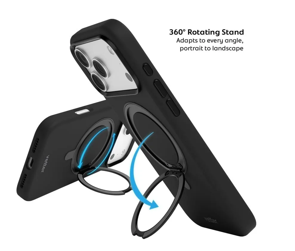 Husa VETTER pentru iPhone 17 Pro, Clip-On Silk with foldable stand, MagSafe, Black