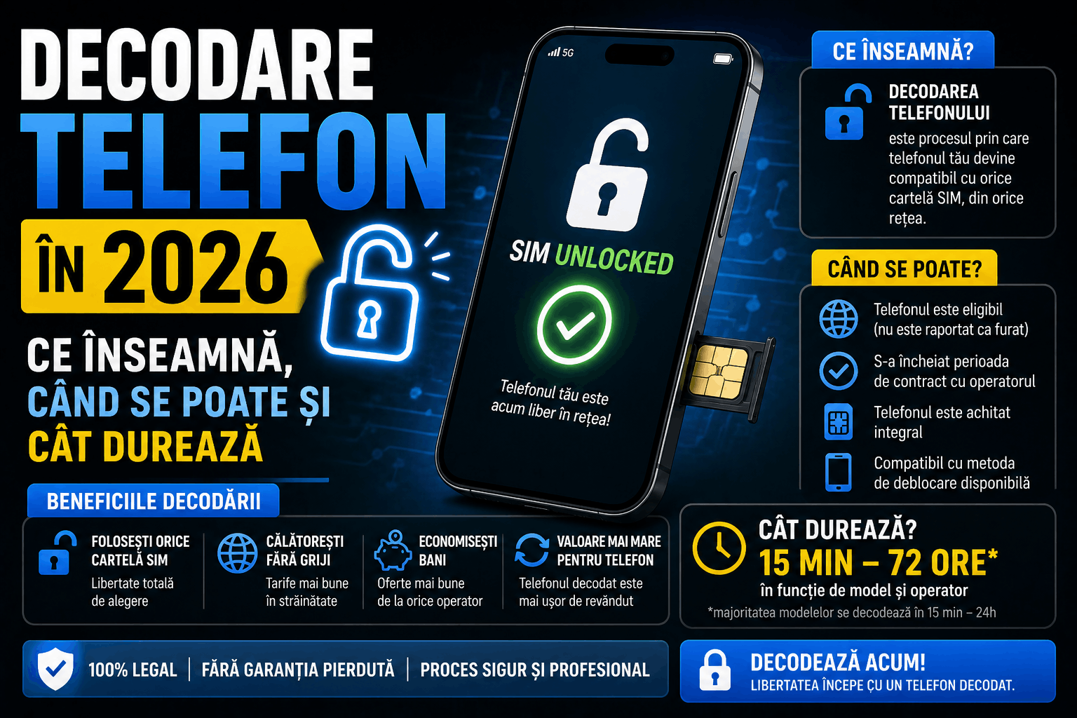 Decodare telefon în 2026 – ce înseamnă, când se poate și cât durează