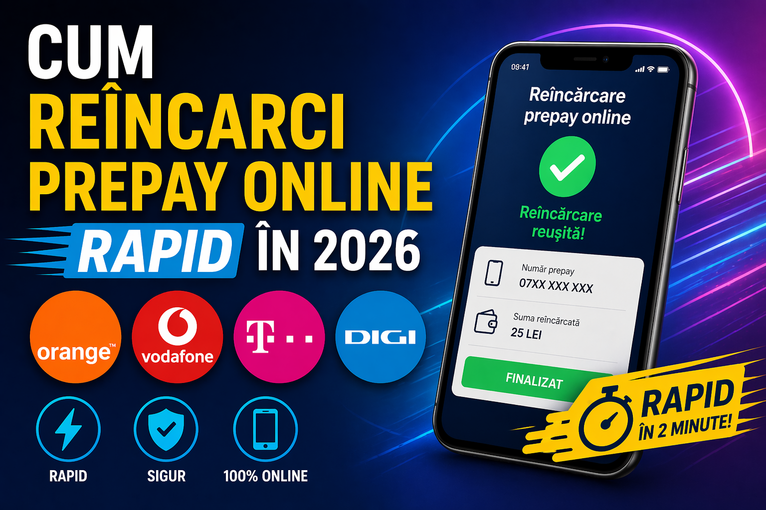 Cum reîncarci prepay online rapid în 2026 – Orange, Vodafone, Telekom, Digi