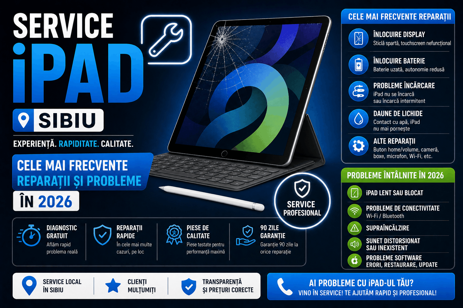 Service iPad Sibiu – cele mai frecvente reparații și probleme în 2026