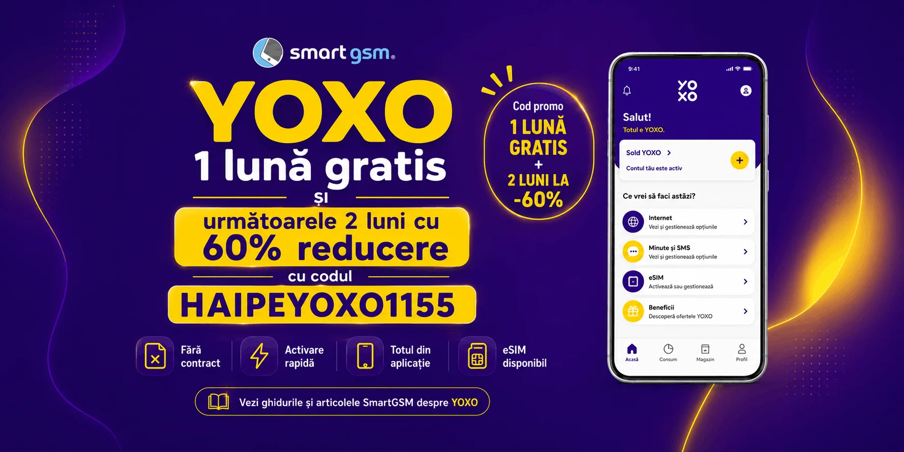 Cod reducere YOXO o luna gratis, internet nelimitat 5G, HAIPEYOXO1155